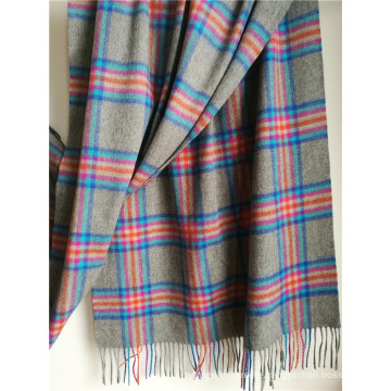 Cashmere Grey Plaid Shawl for Cold Weather